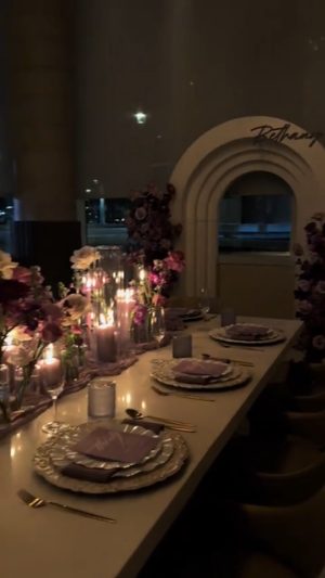 Candlelit pink birthday dinner