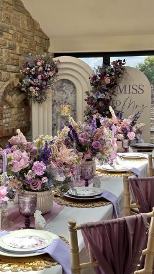Lavender engagement party table
