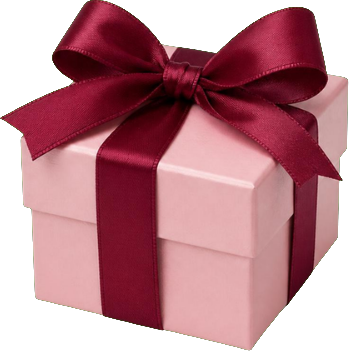 Pink gift box with a burgundy bow